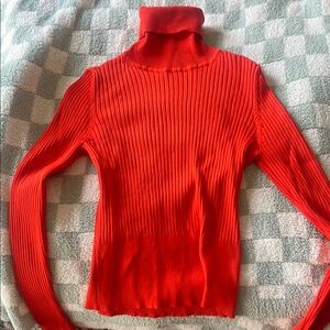 Zara Orangey Red Turtleneck Sweater
